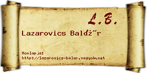 Lazarovics Balár névjegykártya